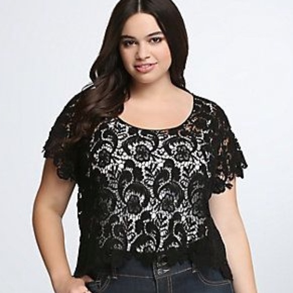 Torrid Black Witchy Whimsigoth Crochet See Through Boho Relaxed Fit Top Size 3X - Picture 13 of 14
